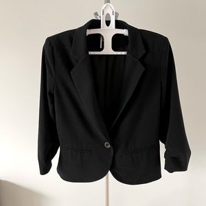 Cropped, three quarter length black blazer.  Size M from Sparkle and Fade